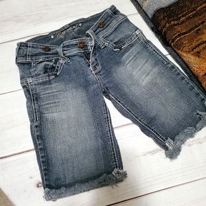 5/25 Contraband Distressed long Jean shorts Size 0
